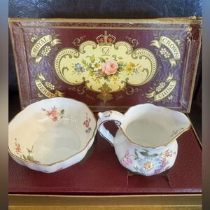 Royal Crown Derby Posies Pattern China Sugar And Creamer Set.
